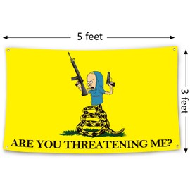 Are You Threatening Me Flag 3x5 Ft Funny Flag for Bedroom Man Cave Wall Decor Banner with 4 Brass Grommets for College Dorm Room Decor