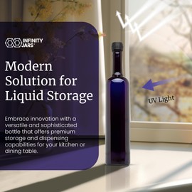 Infinity Jars Black Ultraviolet Long Neck Glass Oil Bottle 500Ml (17 fl oz) Miron Water Dispenser bottle airtight leakproof, water, Olive Oil Cruet, Used in Kitchen, Amber glass bottle 3-Pack