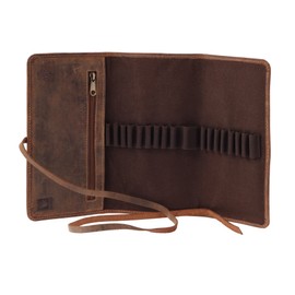 Greenburry Vintage Federmäppchen Leder Schlampermappe Braun 19,5x10x2,5 cm