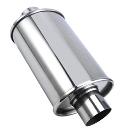 Autarboor 2.5" Inlet Ultra Quiet Resonator, 304 stainless steel vibrant resonator 2.5'', 2.5" Outlet 14" Overall Length Universal Sliver Oval Performance Muffler Resonator