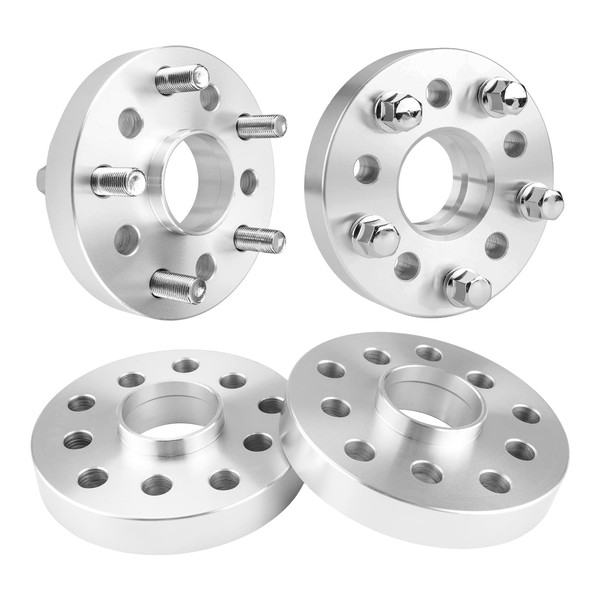 Torchbeam 4Pcs 5x100mm or 5x112mm 5x3.94 5x4.41 Forged Wheel Spacers, 0.98" 25mm Thickness, M14x1.5 Wheel Stud, 57.1mm Hub Centric, Hubcentric 5 Lug Wheel Adapters