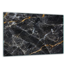 TMK Glass Chopping Board 30 x 22 cm with Marble Motif Chopping Plate Hob Cover Plate Decorative Glass