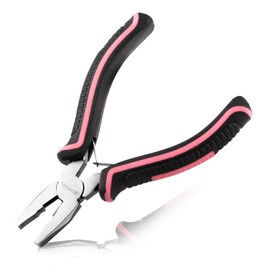 LEONTOOL Mini Linemans Pliers Spring Loaded 5 Inches Wire Cutter with Serrated Jaw Chromium Vanadium Steel Construction Mini Combination Pliers for Jewelry Making, Pink Tool for Women