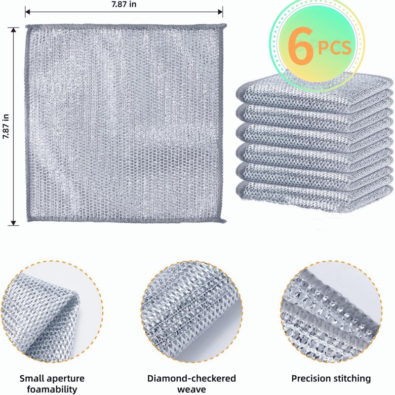 2024 New Multipurpose Wire Miracle Cleaning Cloths, 6 Pack Wire