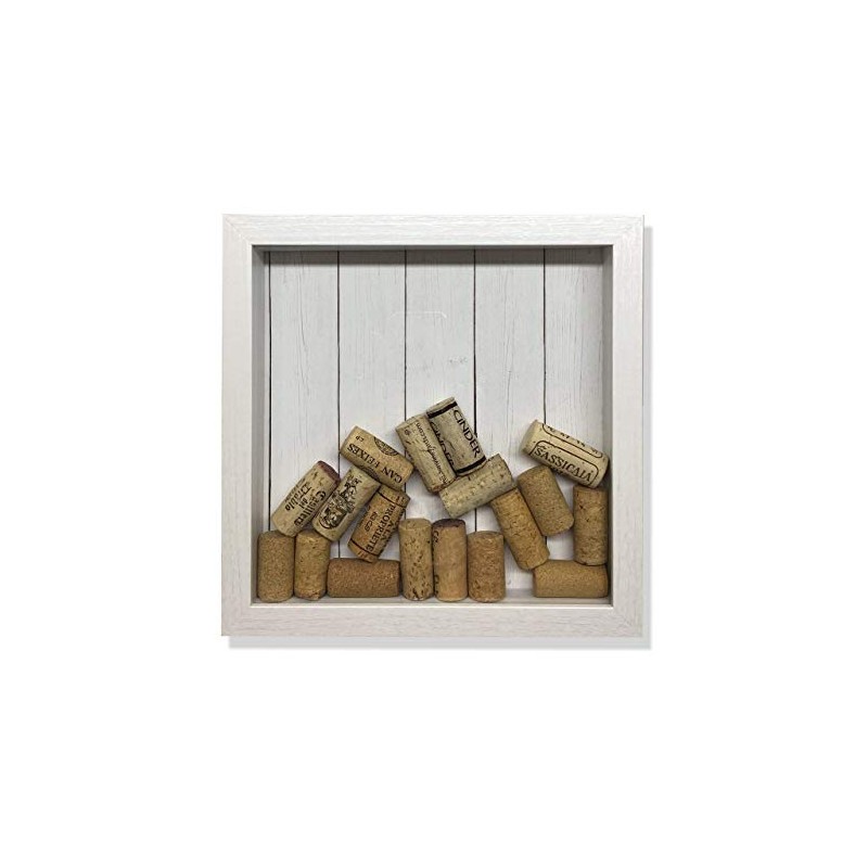 Modern Farmhouse Wine Cork Shadow Box, 9 7/8" x 9