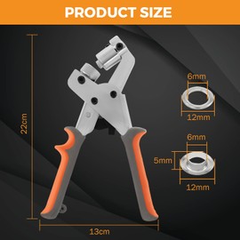 Dyna-Living Grommet Handheld Hole Punch Pliers Grommet Machine Hand Press Tool with 500 Silver Grommets of 1/4inch(6mm), Portable Metal Manual Grommet for Belts, Crafts, Rubber, Poster