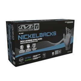 Mechanix Wear: 6 Mil Nickelback Nitrile Gloves with Sweat Absorbing Liner, Latex and Powder Free, Disposable Gloves, Textured Grip, 50 pack, Cleaning and Mechanic Work Gloves (Gray 6 mil, X-Large)