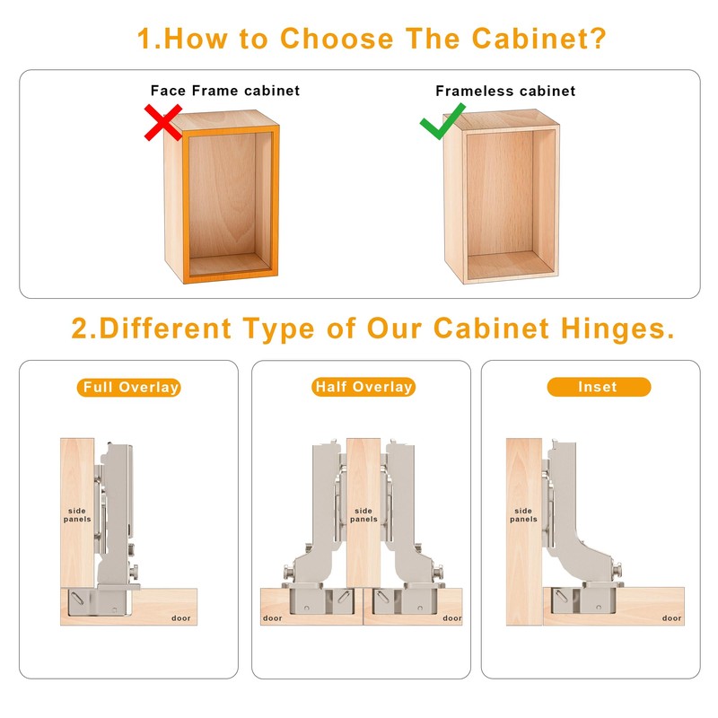 Luokim 2-Pack Frameless Full Overlay Soft Close Cabinet Hinges, 50%