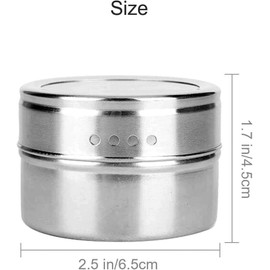 MIZOXY Magnetic Spice Jars 12-Pack, Stainless Steel Containers with Clear Lids, Sift-Pour Function, Kitchen Organizer - 6pcs Magnetic Spice Tins, Refrigerator and Grill Storage.