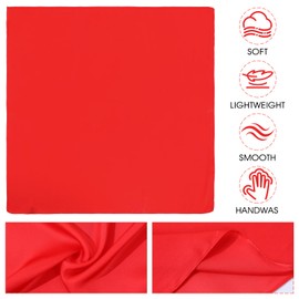 MBAIYO Pack of 2 Women's Silk Scarf, Red, Lightweight Elegant Silk Scarf, 70 x 70 cm, Silk Scarf, Soft Square Scarves, Plain Satin Headscarf, Bandana, Neckerchief, Scarf, Gift for Women, red