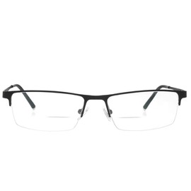 Jcerki Black Half Frame Business Bifocals Reading Glasses 1.50 Men Women Fashion Light Bifocals Reading Eyeglasses