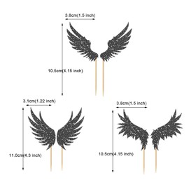 Morndew 24 PCS Glittery Angel Wing Cupcake Toppers for Cupid's Arrow Themed Baby Girl Birthday Party Wedding Party Decoration£¨12 Pairs£©