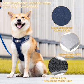 Reflective Dog Harness for Dogs Without Choking, Adjustable, Dog Vest Straps, No-Pull Adjustable Dog Harnesses, Breathable Harness for Small, Medium, Large Dogs