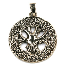 Tree of Life Celtic Knot Bronze Pendant Necklace Jewellery, incl black cotton sting, Pendant total length: 3.5cm