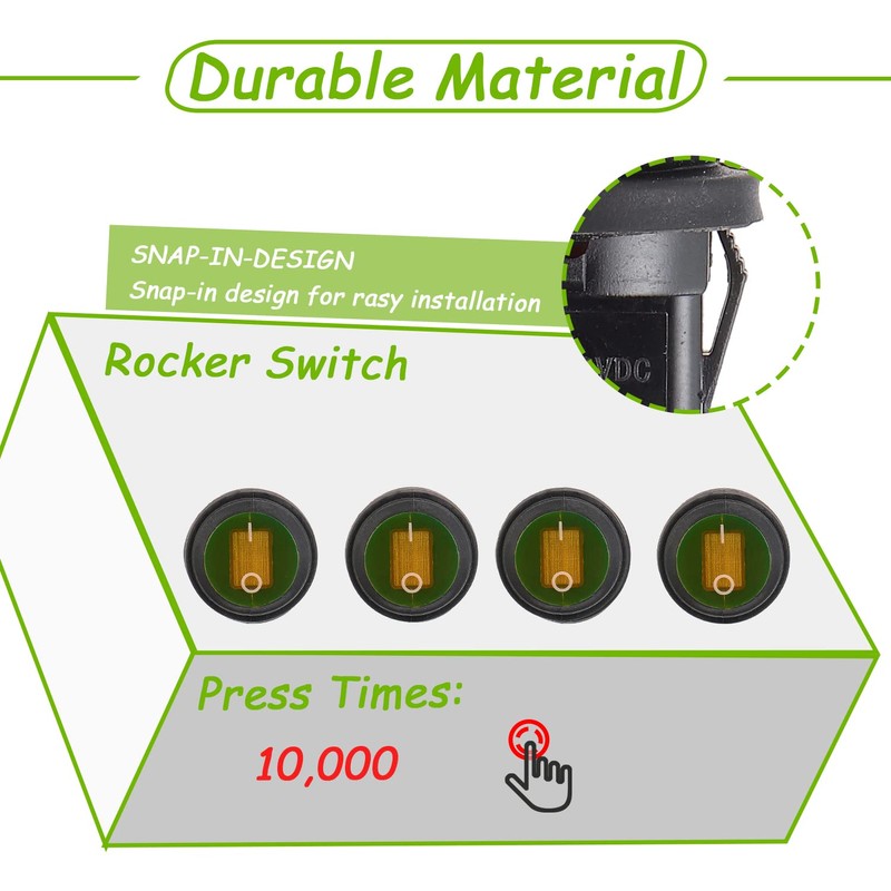 EPLZON Pack of 4 12V 20A Waterproof Round Toggle Switch