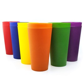 32-ounce Plastic Tumblers Large Drinking Glasses, Set of 12 Multicolor - Unbreakable, Dishwasher Safe, BPA Free