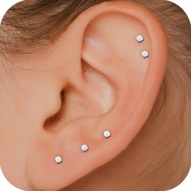 10 Pairs Small Stud Earrings for Women – Hypoallergenic Stainless Steel Tiny Earrings for Sensitive Ears, Cubic Zirconia Simulated Diamond Stud Earrings (2mm-10 pairs-silver)