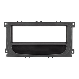 tomzz Audio 2415-047 Radio Fascia Set Compatible with Ford Focus 2 Mondeo S-Max C-Max Galaxy Kuga Black with Storage Compartment Quadlock Adapter ISO