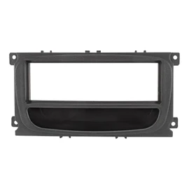 tomzz Audio 2415-047 Radio Fascia Set Compatible with Ford Focus 2 Mondeo S-Max C-Max Galaxy Kuga Black with Storage Compartment Quadlock Adapter ISO