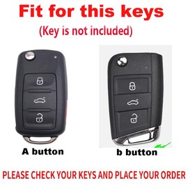 TECART Flip Key Fob Cover Fit For VW Atlas Golf Jetta Passat Tiguan 3 Buttons Genuine Leather Remote Keyless Key Fob Case, 3a Button-brown