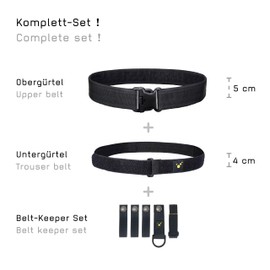 tee-uu Black Emergency Service Coupler (S-XXL) Complete Set: Upper Belt, Lower Belt, Beltkeeper Set, s, Black