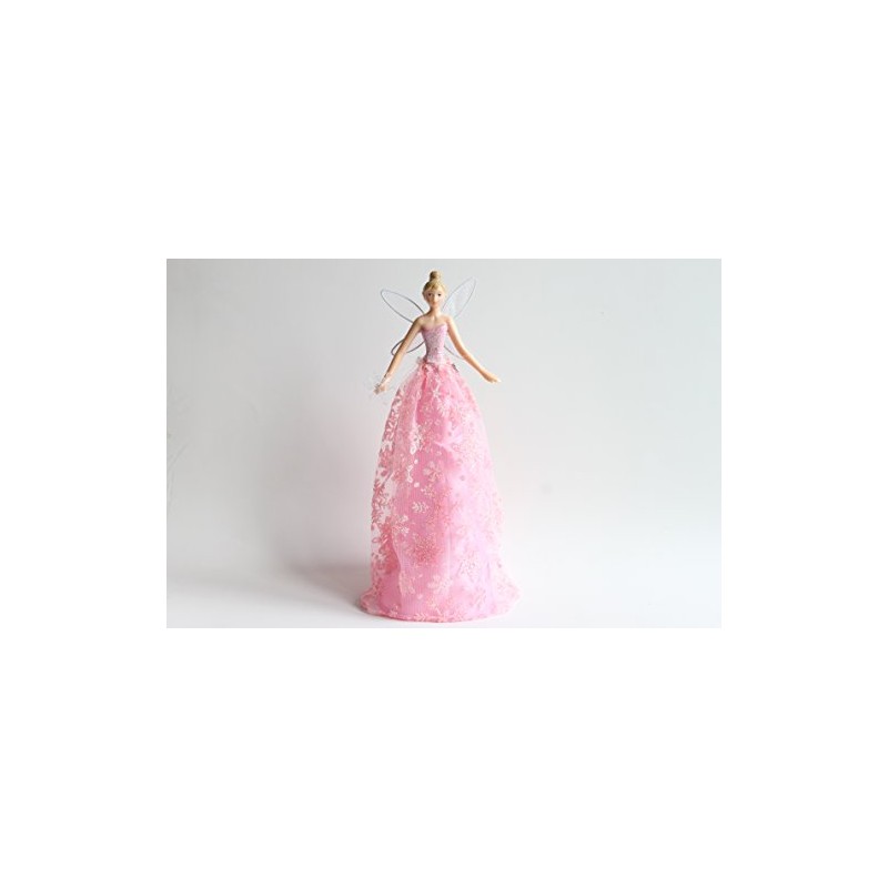 Gisela Graham 23cm Resin Fabric Snowflake Angel Tree Topper