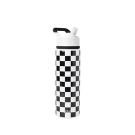 Simple Modern Kids Water Bottle with Straw Lid | Vacuum Insulated Stainless Steel Metal | Reusable Leak Proof BPA-Free Thermos for School | Summit Collection | 22oz, Black and White Checkmate