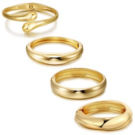 EIELO Gold Cuff Bracelets for Women Wide Thick Chunky Gold Cuff Bangles Hinged Irregular Wrist Cuffs Bracelet Jewelry