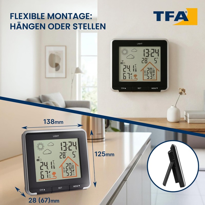 TFA Dostmann Digital Life Weather Station with Radio, Including Outdoor