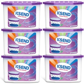 Ksend Moisture Absorbers, 6 Pack, Dehumidifier, Efficient Humidity Absorber Boxes, Moisture Absorber for Closet, Odor Eliminator with Fragrance Free, Blue, 490ml, 5.8'' x 3.3'' x 4.1''