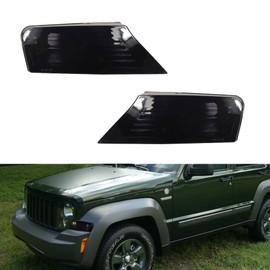 Tonsya For 2008 2009 2010 2011 2012 Jeep Liberty Front Bumper Signal Side Marker housing Smoked Lens 57010124AA-PFM, 57010125AA-PFM，‎CH2520145, CH2521145