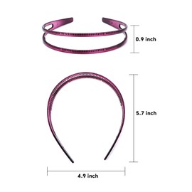 forenee Plastic Headbands - 6 Pack Double Row Teeth Comb Headbands - Non-Slip Headband with Teeth Hair -Accessories for Women Girls - 4 Colors