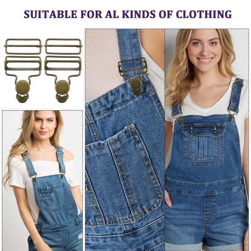 DALQUIS 8 Sets Metal Overalls Buckles, 1.62" Overall Clip Replacement,
