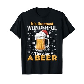 Funny Christmas Pajama Outfit Men Women Beer Mug Santa Hat T-Shirt