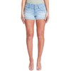 YMI Womens Junior Wannabettabutt 3-Button Mid-Rise Cuffed Hem Lightly Distressed