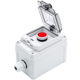 OELFFOW IP67 Button Switch Outdoor Waterproof Box Red Emergency Button with Protective Cover Anti-misoperation Switch(AC/DC 6A-110V/3A-240V/2.5A-380V)