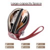 ALLITIC Women Coin Purse Genuine Leather Small Triple Zipper Coin