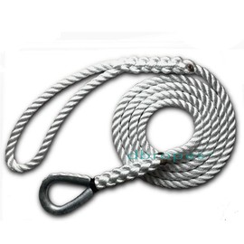 dbRopes 3 Strand Mooring Pendant 100% Nylon Rope with Heavy Duty Thimble Made in USA (1/2" x 12', 6400 lbs)