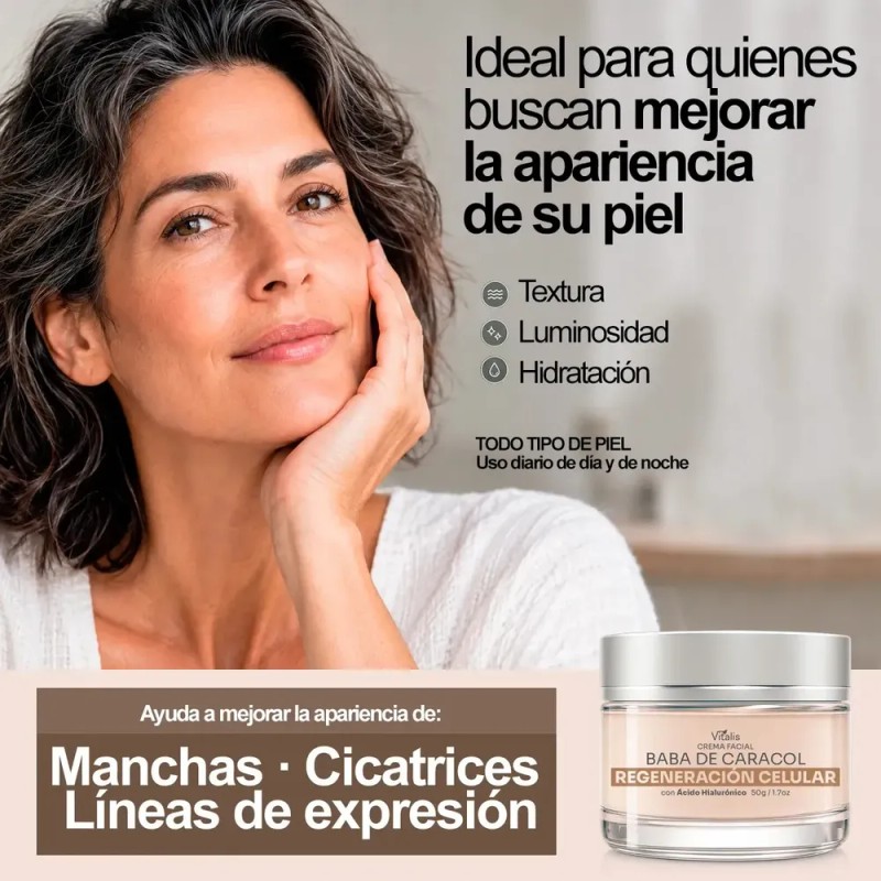 Crema Facial Baba de Caracol Vitalis Antiarrugas y Antimanchas 50ml
