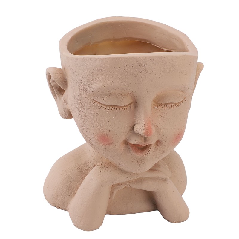 Men Face Flower Pot Hand Painting Resin Men Head Flowerpot