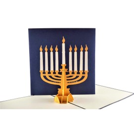 iGifts And Cards Happy Hanukkah 3D Pop Up Greeting Card - Chanukah, Jewish, Candles, Inspirational, Dreidel, Rabbi, Menorah, Star of David, Blessings, Half-Fold, Seasons Greetings, Holiday Tradition