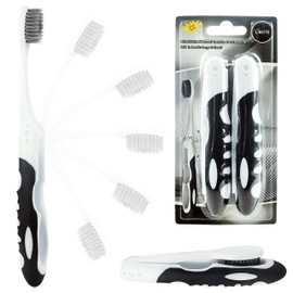 Travel Charcoal Toothbrush, On The Go Folding Feature, Soft Bristle Brushes (2 Pack)