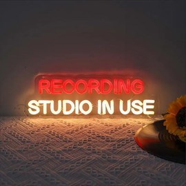 Light Up Recording Studio In Use Neon Sign - Music Entertainment Room led Light sign- DJ Lighting Ambient Retro Wall Home Studio wall decor USB Size:20inches