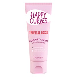 HAPPY CURVES Comfort Cream Deodorant for Women: Aluminum-Free Lotion to Powder for Private Parts, Under Breast, & Body - Anti Chafing Cream 2.25 oz. (1 Pack, Tropical Oasis)