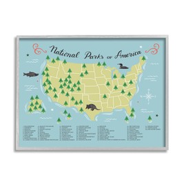 Stupell Industries American National Parks Detailed Informative Map Diagram, Design by Michael Buxton