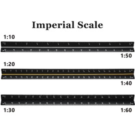 Kyuionty Engineer Scale Ruler 12 Inch, Solid Aluminum Laser-Etched Triangular Engineering Ruler Drafting Tool with Color - Coded Grooves, Imperial Scale 1:10, 1:20, 1:30, 1:40, 1:50, 1:60 (Black)
