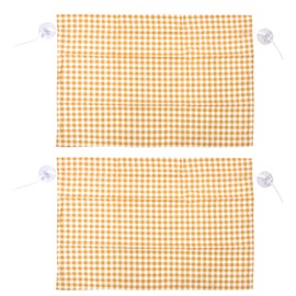 2Pcs Grid Design Anti Ultraviolet Car Curtain Side Car Window Sun Shade with Suction CupYellow Grid