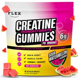 Creatine Gummies for Men Women 6g, Pre Workout Creatine Monohydrate Protein Gummy Chews, Vegan Chewable Preworkout Post Recovery Gym Gains Supplement, Lean Muscle Builder Pump Energy Focus (120 Ct)