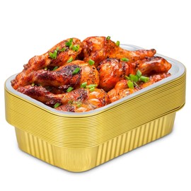 20Pcs Aluminum Foil Trays 1050ml Non-Stick Aluminum Foil Baking Pans Food Grade Foil Containers Disposable Baking Foil Pans for Baking Roasting Transporting Serving Freezing Storing Food Prepping