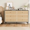 Jocoevol Rattan Dresser for Bedroom with 6 Drawers, Wide Chest
